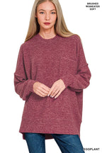 Brushed Melange Drop Shoulder Oversized Sweater