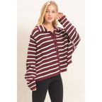 Striped Button Front Cardigan