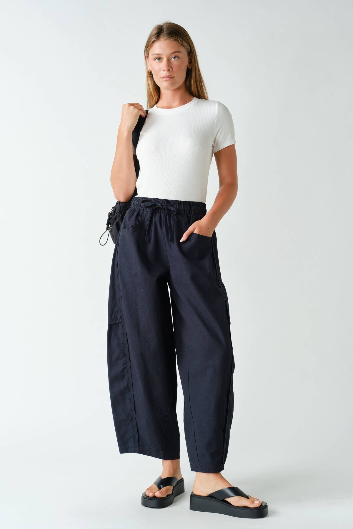 Ember Cotton Barrel-Leg Utility Pants