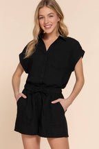Dolman Short Sleeve Shirt & Shorts Linen Effect Set
