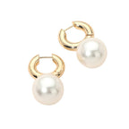 Pearl Drop Chunky Huggie Hoop Earrings