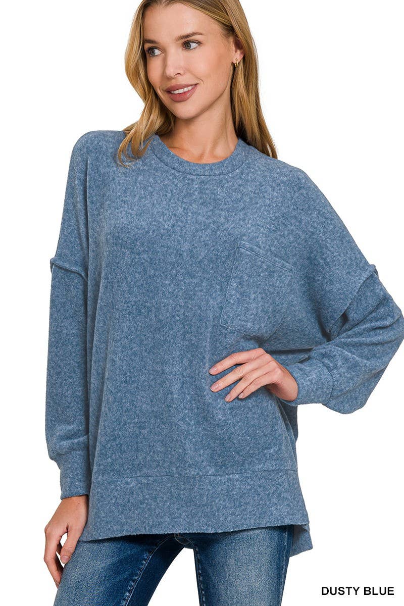 Brushed Melange Drop Shoulder Oversized Sweater