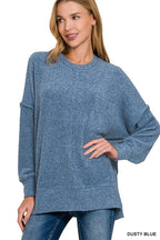 Brushed Melange Drop Shoulder Oversized Sweater