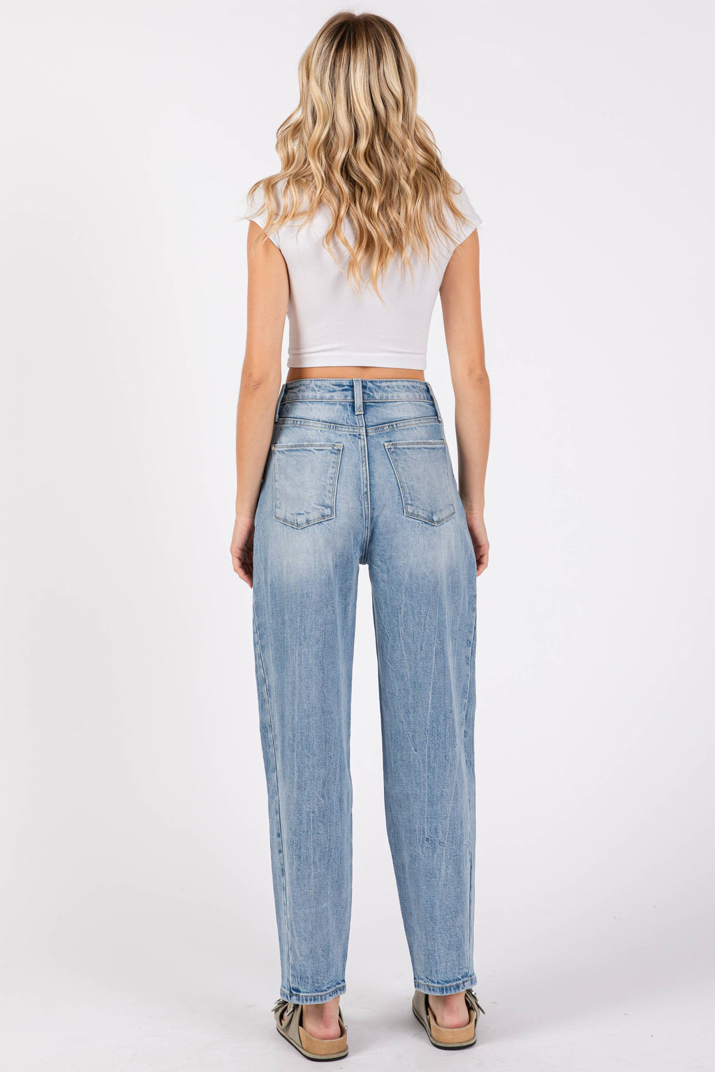 P1305X-LM SIDE SEAM DETAILING HIGH RISE COMFORT BARREL JEANS