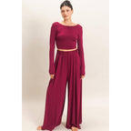 Long Sleeve Top & Wide Leg Pants Set