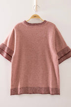 12W3712N-Soft Touch Contrast Rib Knit Top