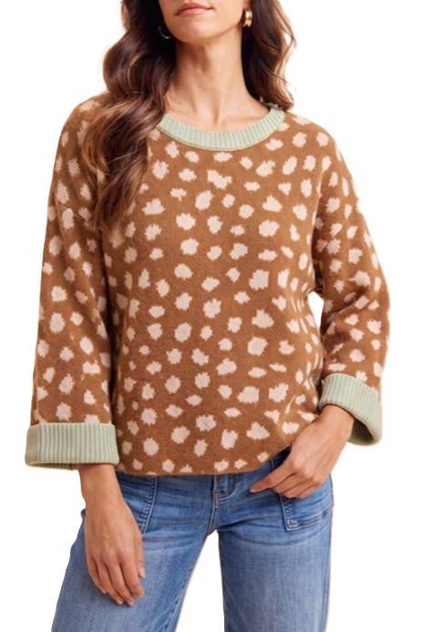 Deer Jacquard Print Loose Fit Sweater