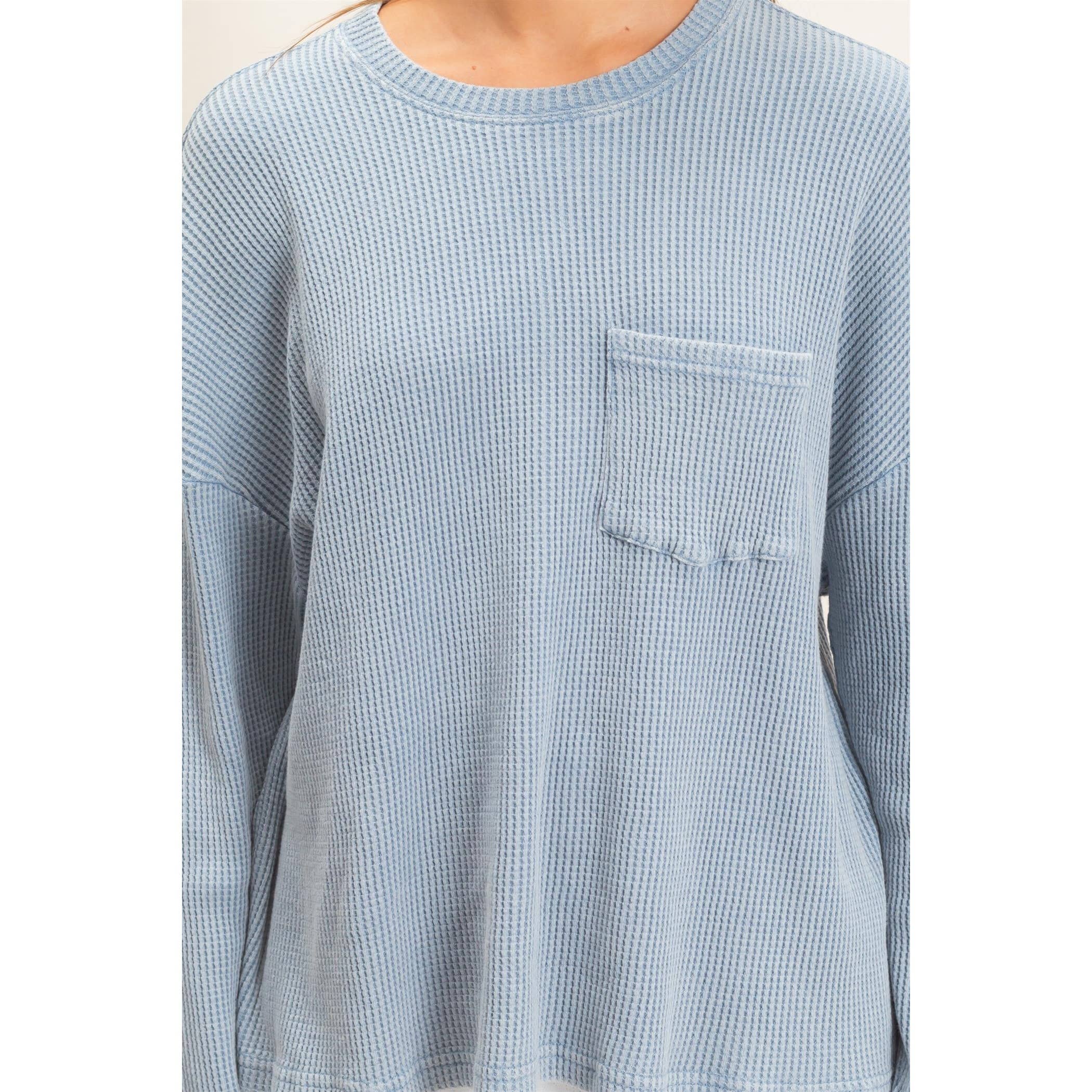 Mineral Wash Waffle Long Sleeve Top