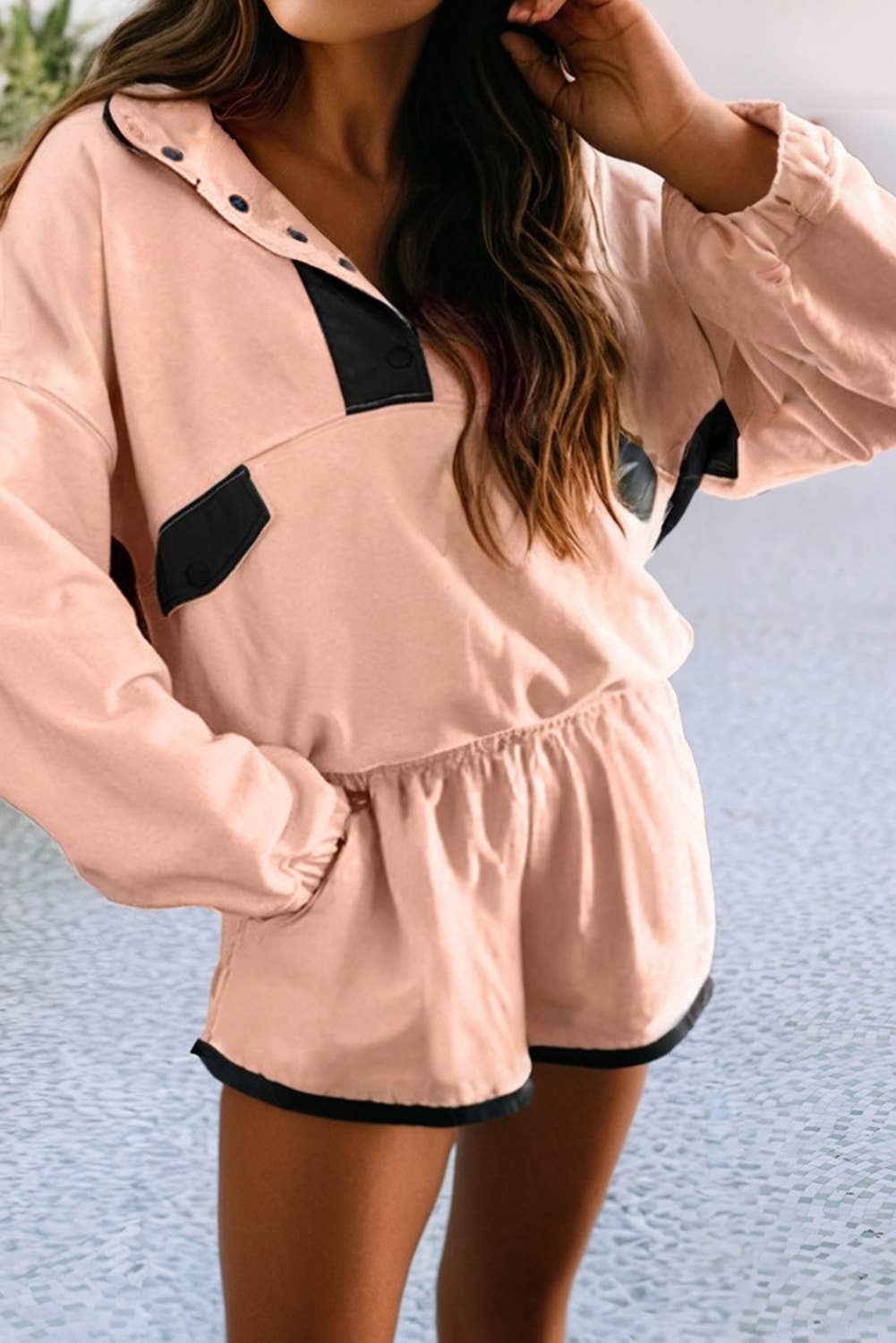 Colorblock Pullover + Shorts Set