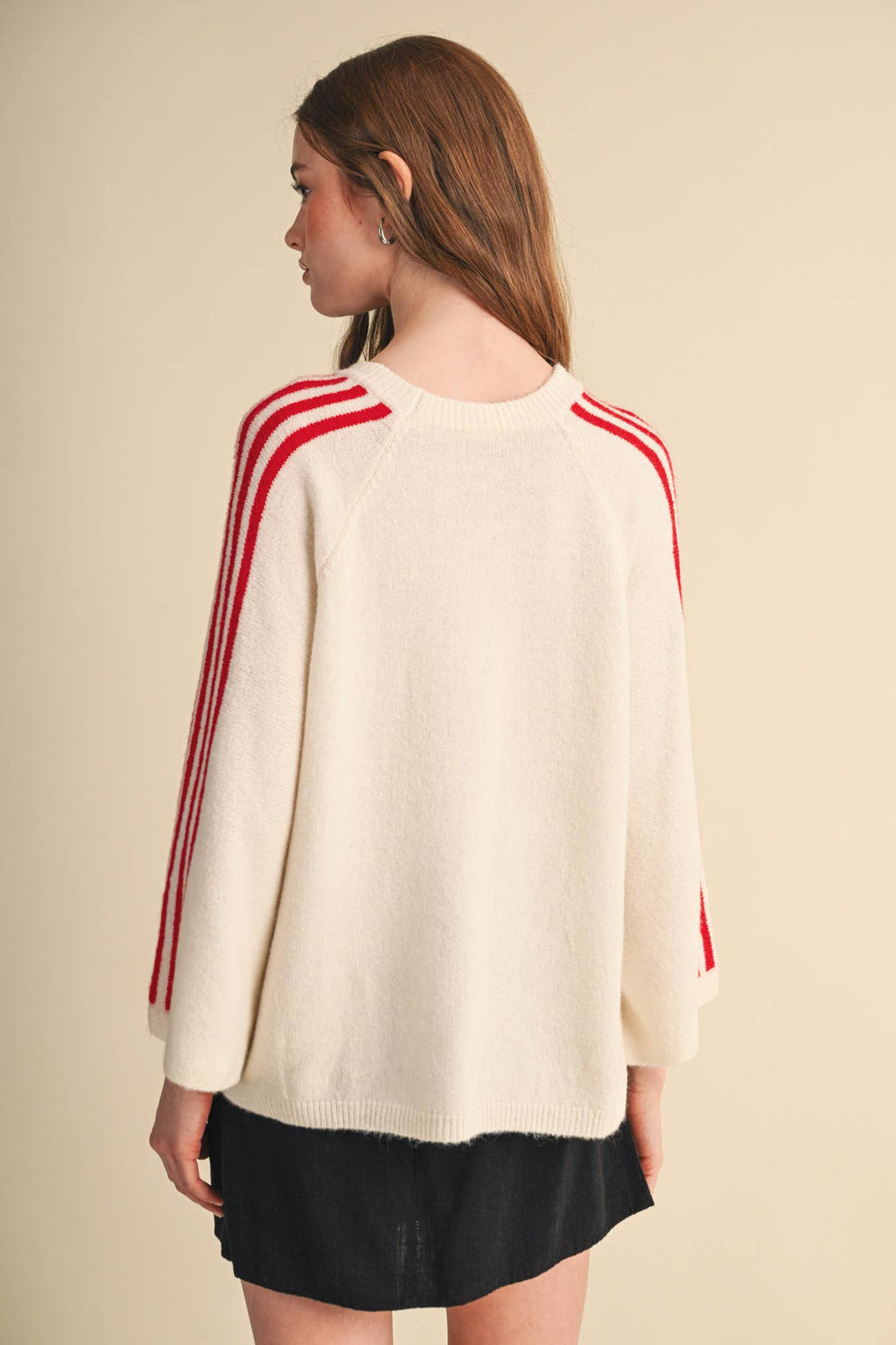 STRIPED 3/4 SLEEVE SWEATER MSW11585