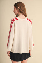 STRIPED 3/4 SLEEVE SWEATER MSW11585