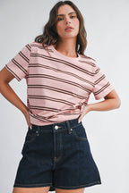 8510HN Striped Boxy Short Sleeve Tee