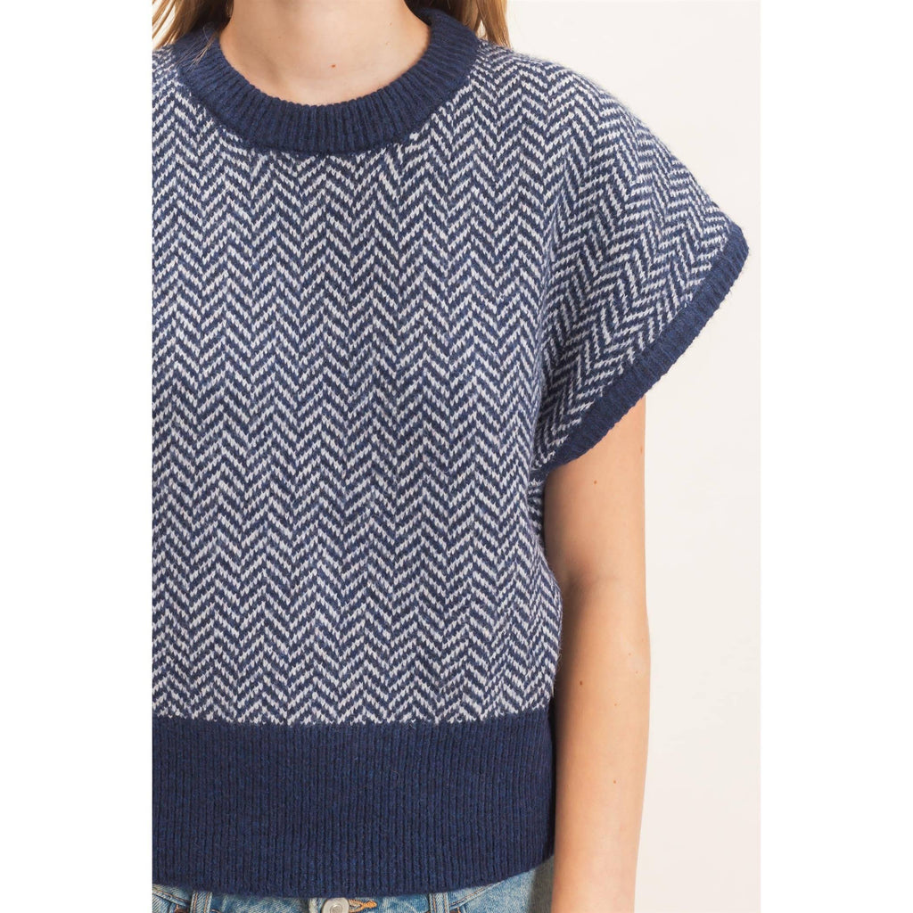 Chevron Knit Cap Sleeve Sweater