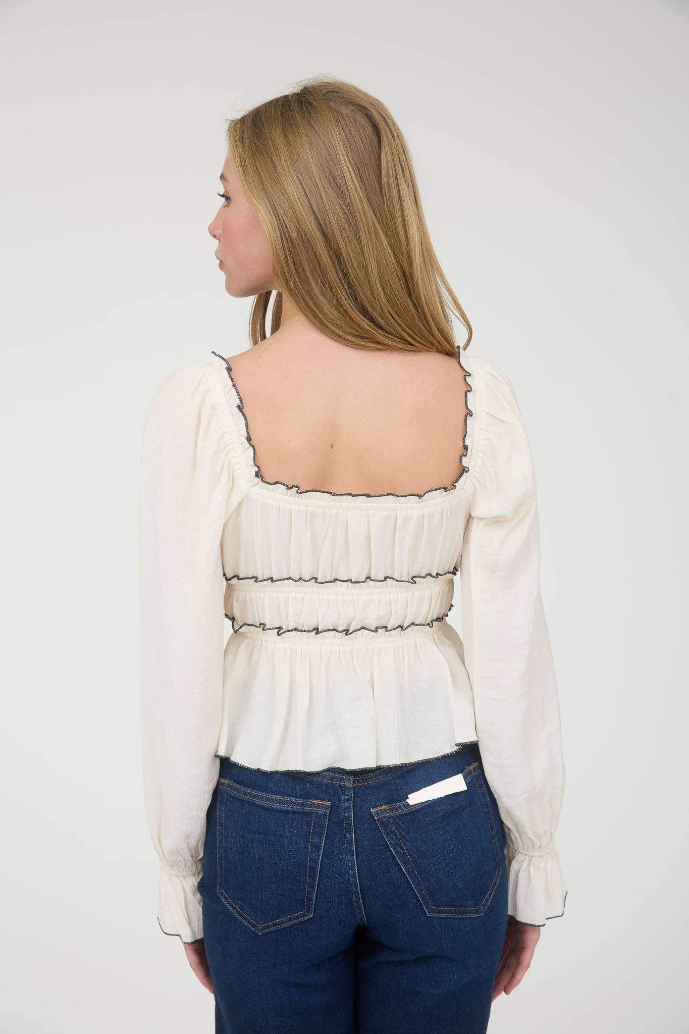 Black + White Ruffled Blouse