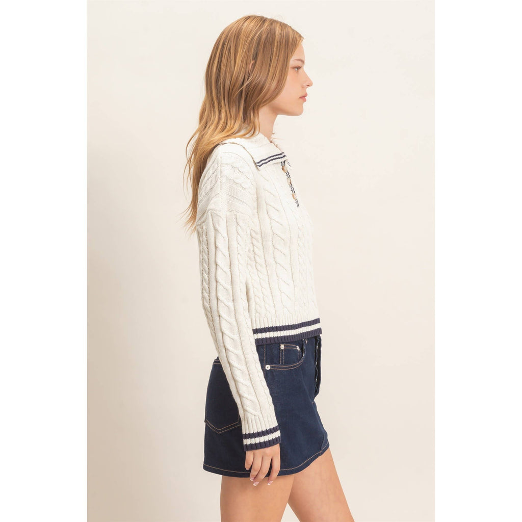 Cable Knit Collar Sweater