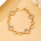 Pave Crystal Clover Link Bracelet With Toggle Clasp| 80B1781