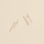 Bar Rhinestones Gold Dip Stud Earrings | Sleek Bar Rhinestone Gold-Dipped Stud Earrings