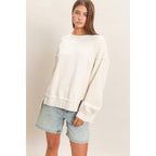 Acid Wash Raw Edge Sweatshirt