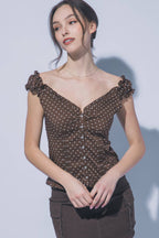 0226 Polka Dot Ruffle-Sleeve Top SI-29543