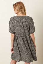 MINI ANIMAL PRINT DOLMAN SLEEVE BABYDOLL DRESS