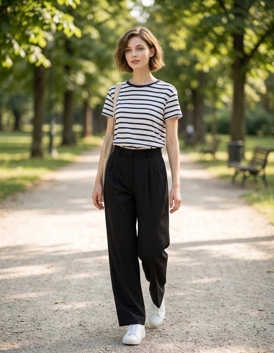 100% Cotton Stripe Loose fit Tee