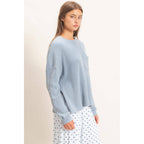 Mineral Wash Waffle Long Sleeve Top