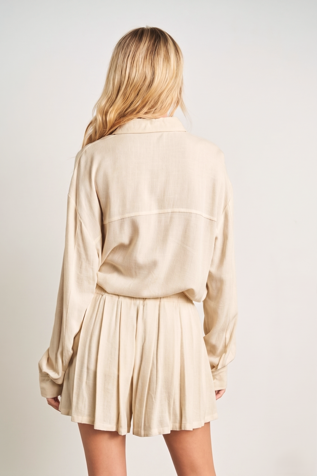 7891SET-Button-Down Shirt & Ruffle Shorts Set