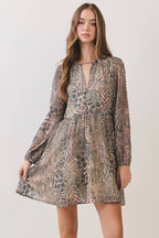 CD07469-Animal Print Babydoll Mini Dress