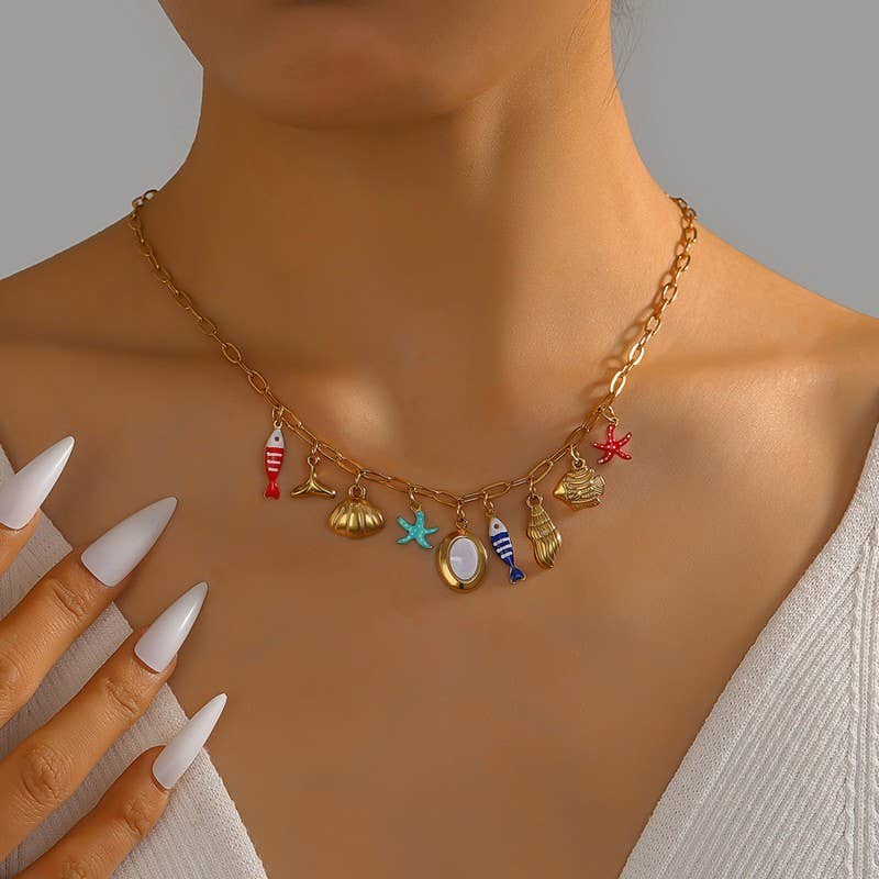 18K STAINLESS STEEL TARNISH FREE FISH NECKLACE | 40NK9533
