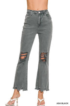 `Acid Wash High Waist Distressed Straight Leg Pants