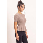 Ribbed Peplum Knit Top