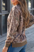 Vintage Dark Camo Long Sleeve Pullover Sweatshirt