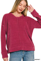 Chenille Waffle Center Seam Sweater Zenana