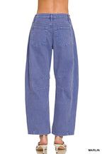 High Rise Barrel-leg Color Denim Pants