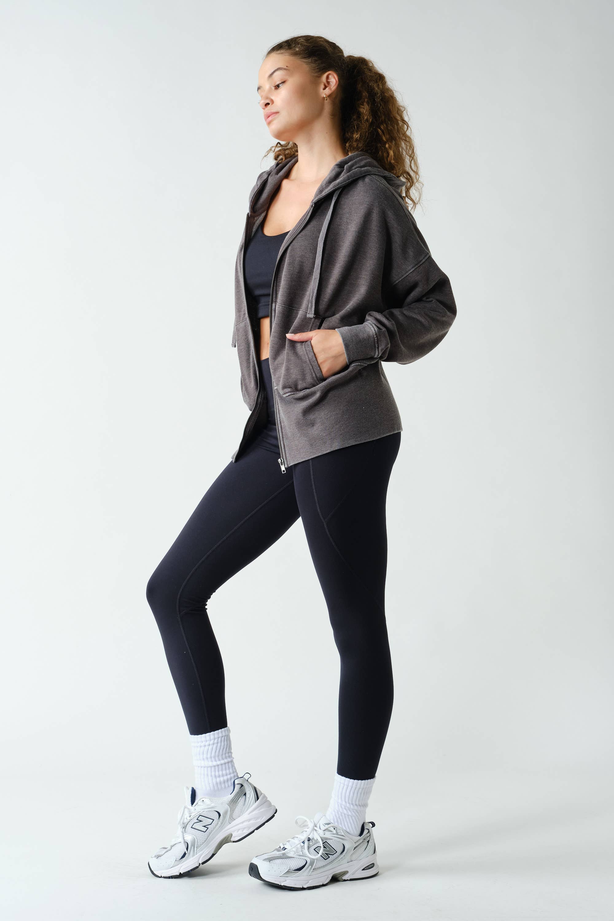 Fleece Hoodie Jacket with Tapered Sleeves