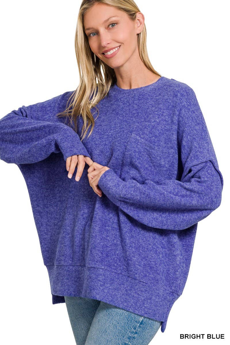 Brushed Melange Drop Shoulder Oversized Sweater