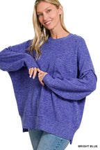 Brushed Melange Drop Shoulder Oversized Sweater