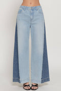 Wide Leg Color Combination Denim Pants