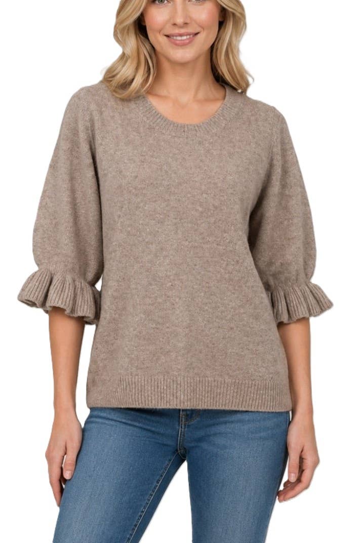 The Sweet Ruffle Sleeve Sweater