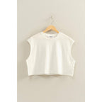 Crew Neck Boxy Sleeveless Cropped Top
