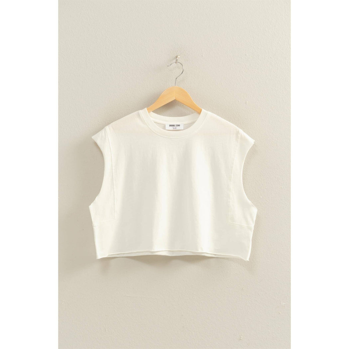 Crew Neck Boxy Sleeveless Cropped Top