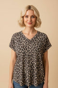 ET7484-57 DOLMAN SHORT SLEEVE WITH BAND V NECK ANIMAL TOP