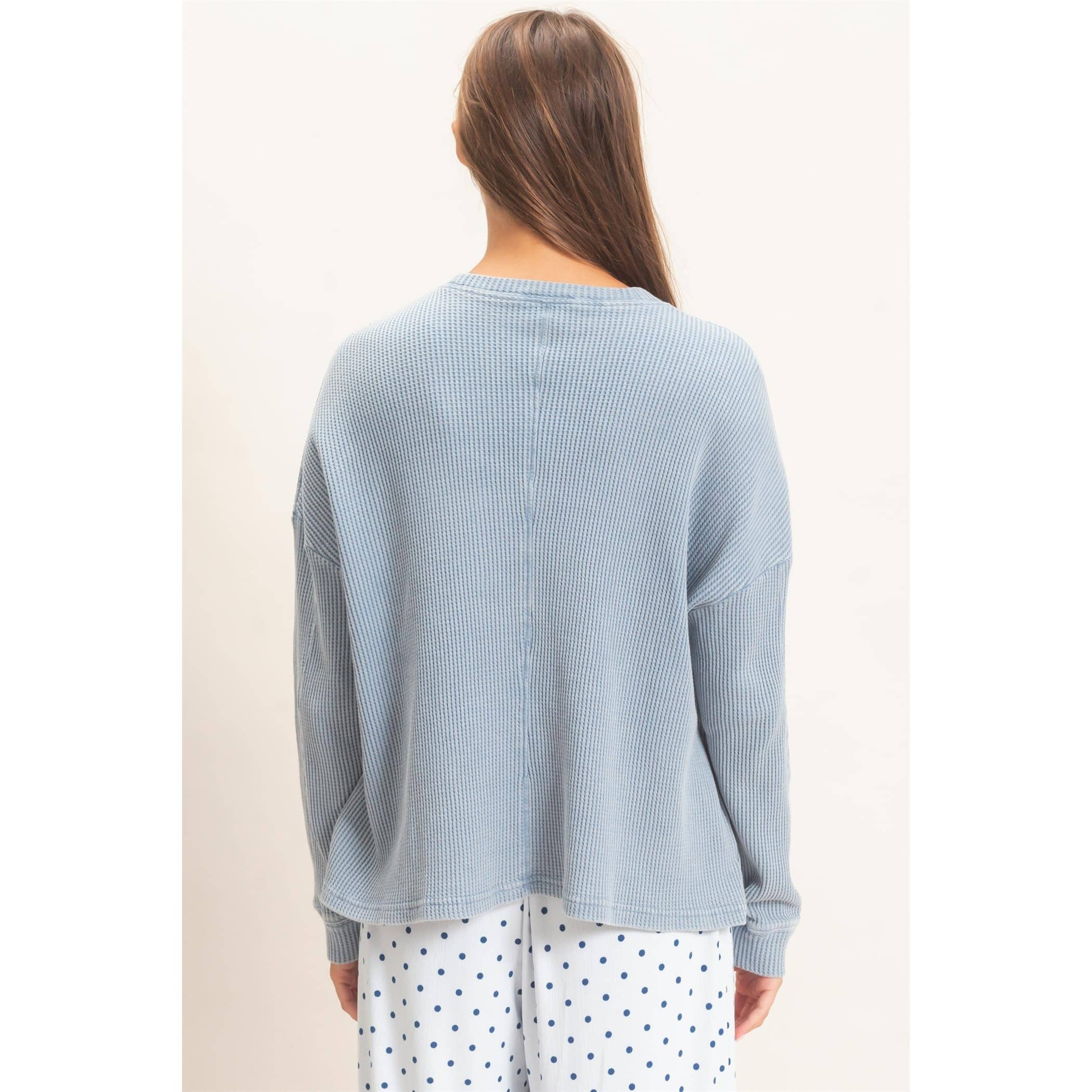 Mineral Wash Waffle Long Sleeve Top