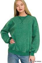Acid Washed Fleece Oversized Pullover