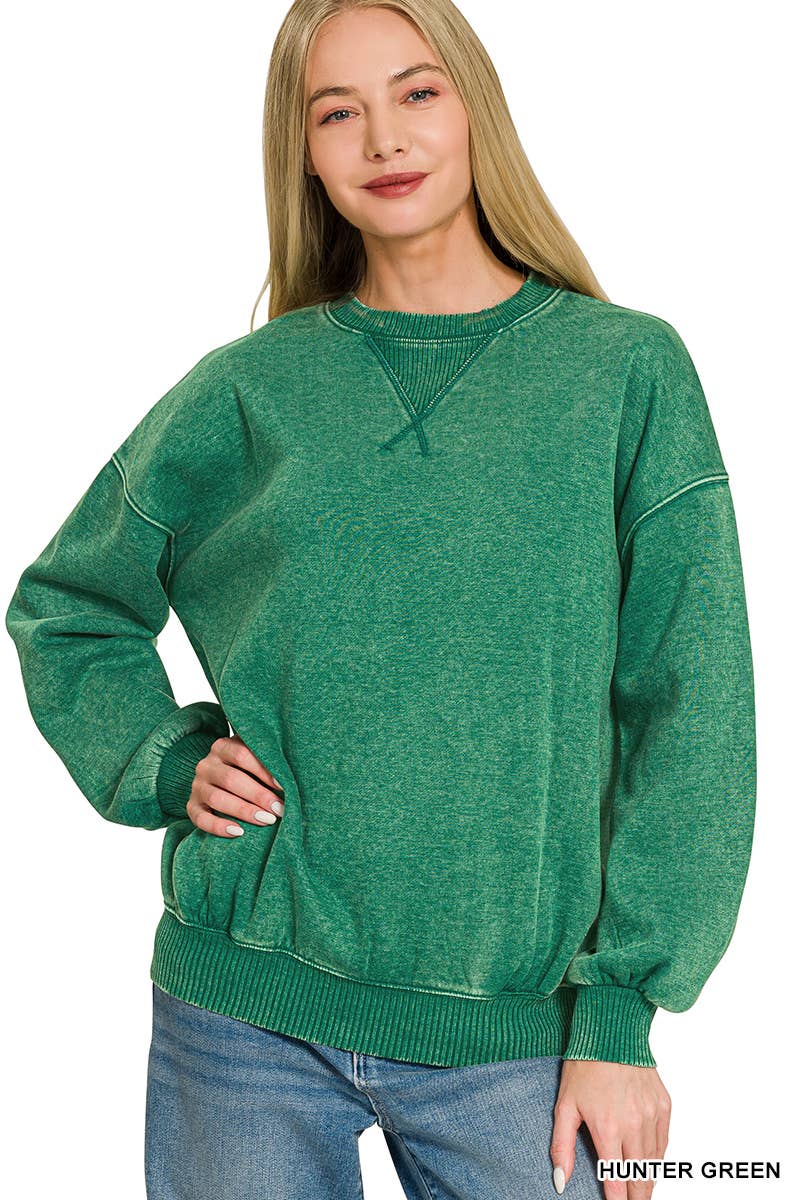 Acid Washed Fleece Oversized Pullover