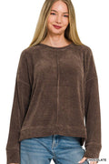 Chenille Waffle Center Seam Sweater Zenana