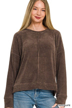 Chenille Waffle Center Seam Sweater Zenana