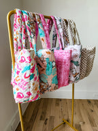 Western Print Everyday Carryall Tote Bag - Fabric Quilted 