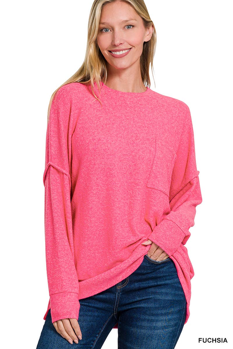Brushed Melange Drop Shoulder Oversized Sweater