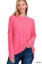 Brushed Melange Drop Shoulder Oversized Sweater